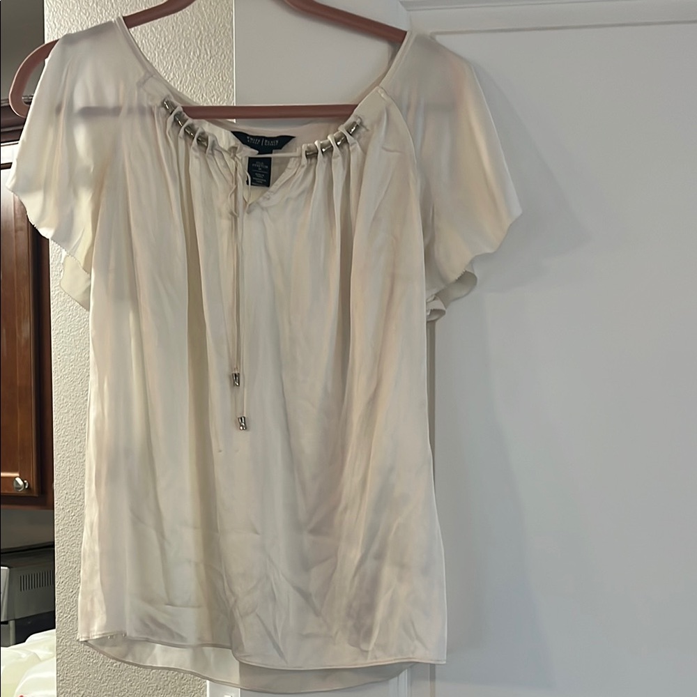 White Women’s Top with Beaded Detail